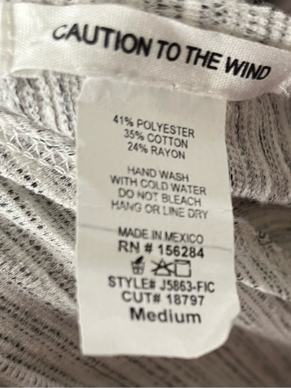 New!Caution To The Wind Dress Gray White Ribbed Button-Front size medium - Picture 4 of 6